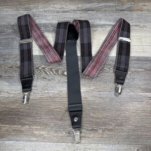 Gray Red Black Suspenders Adjustable Braces Classic Preppy Dress Dapper Y Back